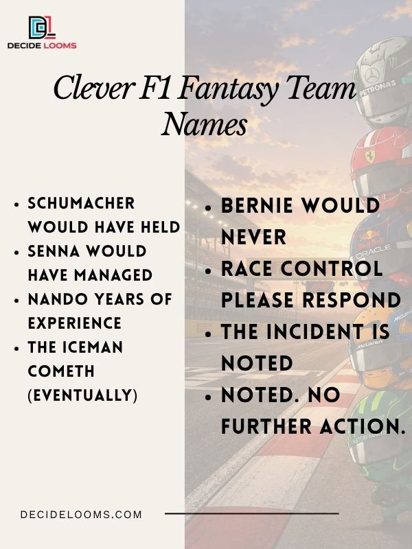 Clever F1 Fantasy Team Names